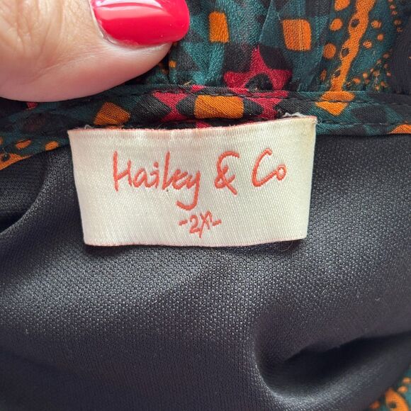 Hailey & Co Peasant Top Sheer Balloon Sleeve Dark Academia Preppy Size 2X I131 - Picture 7 of 9